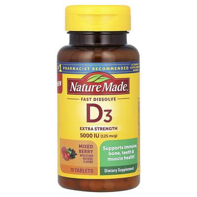 Fast Dissolve D3, Mixed Berry, 125 mcg (5,000 IU), 70 Tablets