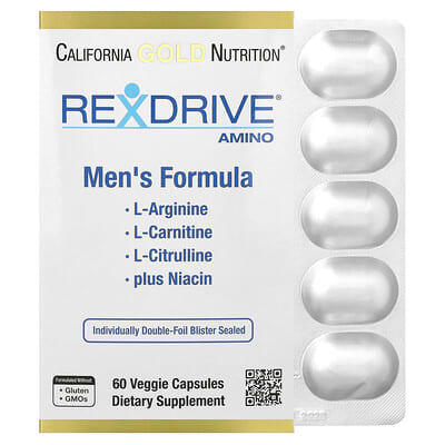 Rexdrive® Amino with L-Arginine HCl, L-Citrulline, Acetyl-L-Carnitine Arginate DiHydrochloride, and Glycine Propionyl-L-Carnitine HCl, Men's Formula, 60 Veggie Capsules
