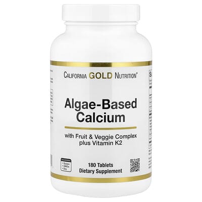 Algae-Based Calcium with Fruit & Veggie Complex plus Vitamin K2, 180 Tablets