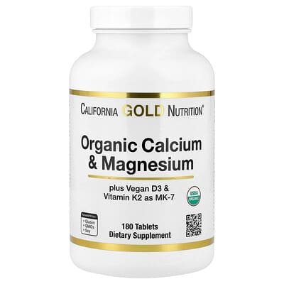 Organic Calcium & Magnesium Plus D3 & K2, 180 Tablets