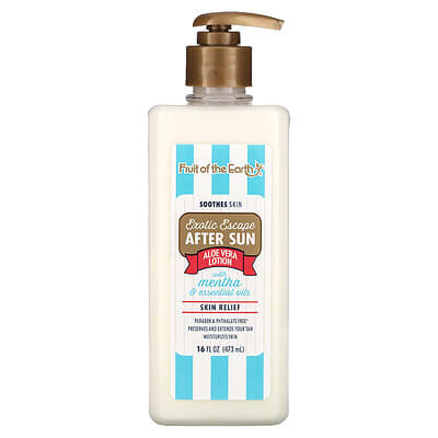 Fruit of the Earth Exotic Escape лосьон после загара с алоэ вера и эфирными маслами, 16 oz (453 g)