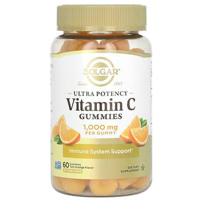 Solgar витаминные мармеладки Vitamin C, Tart Orange, 1,000 mg, 60 шт
