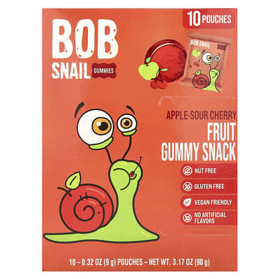 Fruit Gummy Snack, Apple-Sour Cherry, 10 Pouches, 0.32 oz (9 g) Each