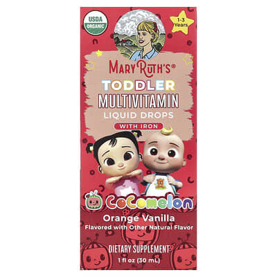 MaryRuth's органические жидкие витамины для детей с железом, 1-3 года, Orange Vanilla 1 fl oz (30 ml)