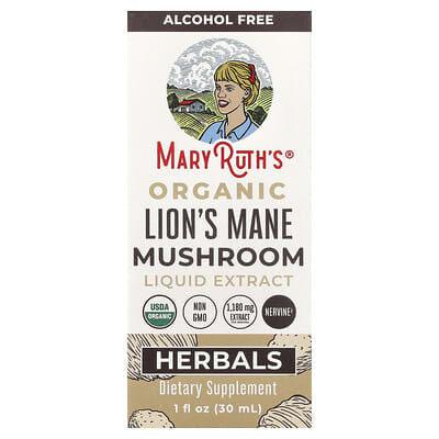 Жидкий экстракт гриба Ежовик гребенчатый MaryRuth's Organic Lion's Mane Mushroom, без спирта, 1 fl oz (30 ml)