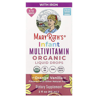 Organic Infant Multivitamin Liquid Drops, 6 - 12 Months, Orange Vanilla, 2 fl oz (60 ml)