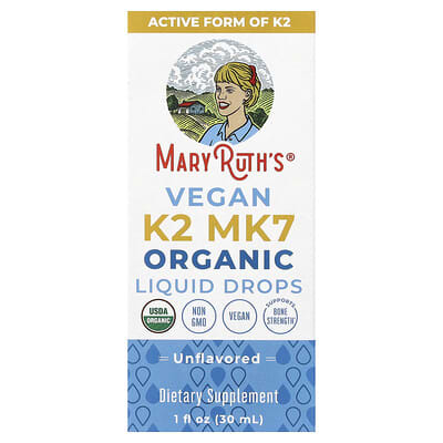 Organic Vegan K2 MK7 Liquid Drops, Unflavored, 1 fl oz (30 ml)