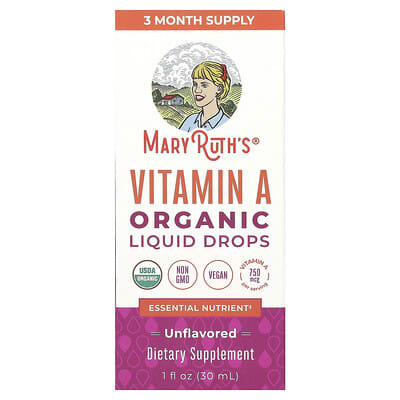 MaryRuth's Органические жидкие капли с витамином A без вкуса 750 mcg 1 fl oz (30 ml)