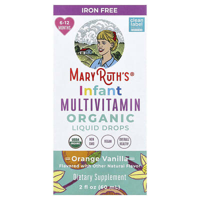 Organic Infant Multivitamin Liquid Drops, 6-12 Months, Orange Vanilla, 2 fl oz (60 ml)