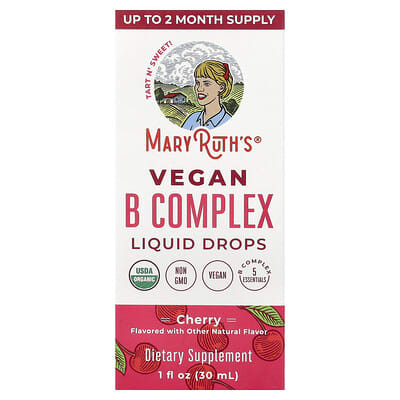 Vegan B Complex Liquid Drops, Cherry, 1 fl oz (30 ml)
