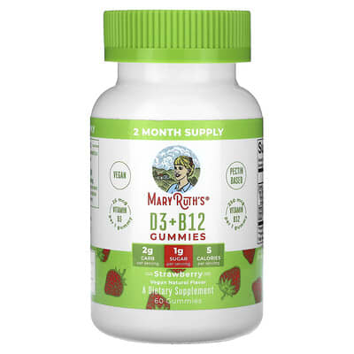 Vitamin D3 + B12 Gummies, Strawberry, 60 Gummies