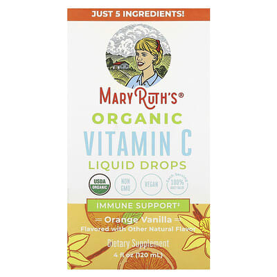 Organic Vitamin C Liquid Drops, Orange Vanilla, 4 fl oz (120 ml)