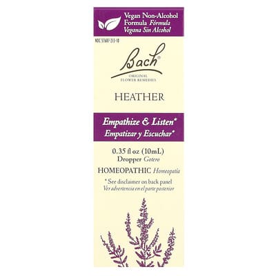 Растительные средства Bach Original Flower Remedies, Heather, 0.35 fl oz (10 ml)