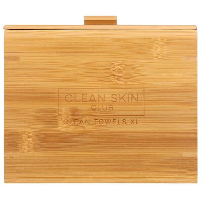 Luxe Bamboo Box, Clean Towels XL, Container with Cover , 50 Count