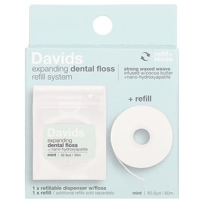 Expanding Dental Floss Refill System + Refill, Mint, 2 шт