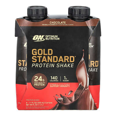 Протеиновый коктейль Gold Standard® Chocolate, 4 шт, 11 fl oz (325 ml) каждый