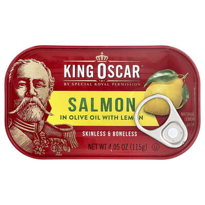 Лосось без кожи и костей в оливковом масле с лимоном King Oscar, 4.05 oz (115 g)