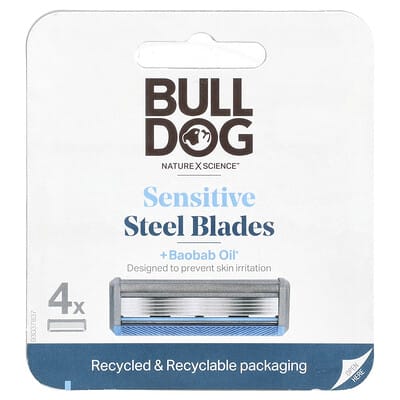 Sensitive Steel Shaving Blades + Baobab Oil, 4 Cartridges