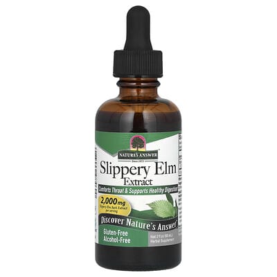 Nature's Answer экстракт Slippery Elm, без спирта, 2,000 mg, 2 fl oz (60 ml)