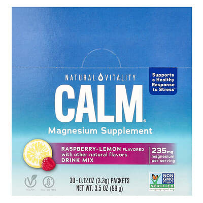 CALM®, напиток-порошок с магнием Raspberry-Lemon, 30 пакетиков, 3.3 g