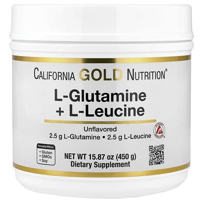 L-Glutamine + L-Leucine, Unflavored, 15.87 oz (450 g)