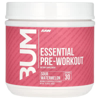 Raw Nutrition Предтренировочная добавка Bum, Essential Pre-Workout, Sour Watermelon, 14.29 oz (405 g)