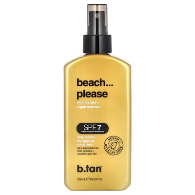 b.tan Beach...Please солнцезащитное масло-спрей SPF 7 для глубокого загара, 8 fl oz (236 ml)