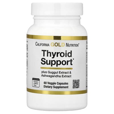 Thyroid Support with Guggul, Ashwagandha, Bacopa and Green Tea Extracts, 60 Veggie Capsules