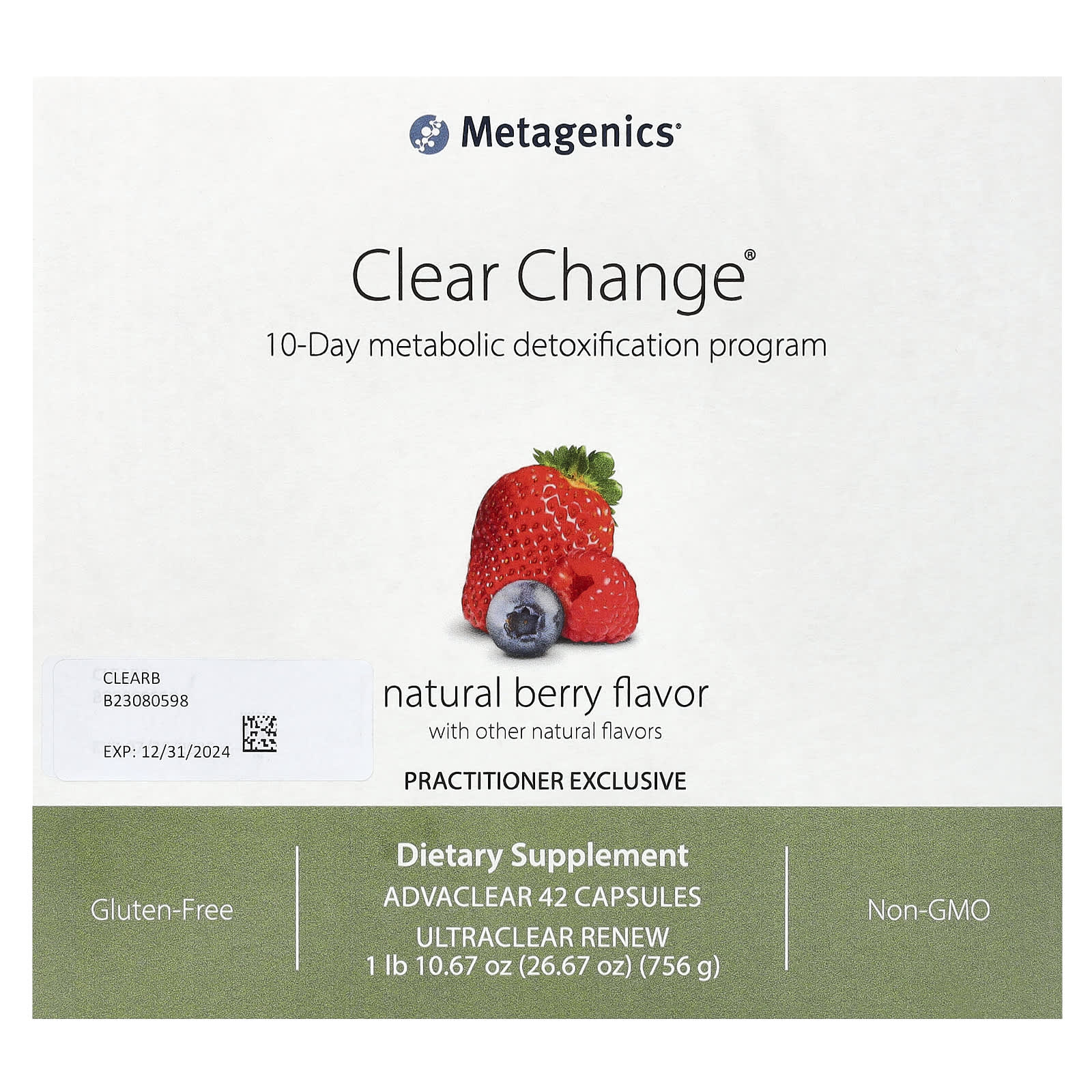 Metagenics программа детоксикации Clear Change, натуральная ягода, набор из 3 шт