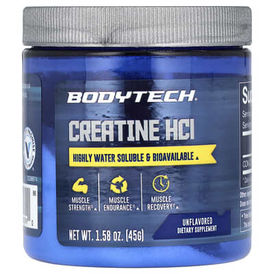 Креатин BodyTech HCl, без вкуса, 1.58 oz (45 g)