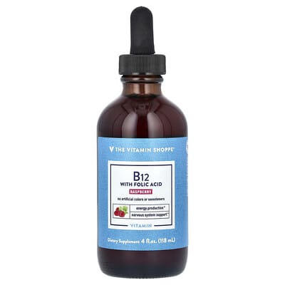 The Vitamin Shoppe витамин B12 с фолиевой кислотой, малина
