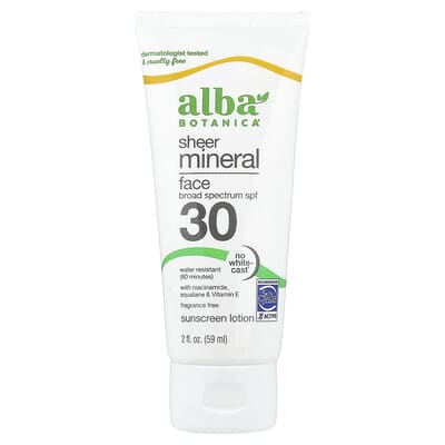 Sheer Mineral Face Sunscreen Lotion, SPF 30, Fragrance Free, 2 fl oz (59 ml)