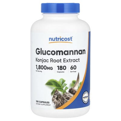 Glucomannan Konjac Root Extract, 180 Capsules (600 mg per Capsule)