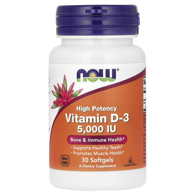 Vitamin D3, High Potency, 5,000 IU, 30 Softgels