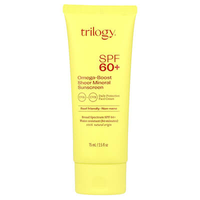 Солнцезащитный крем Trilogy Omega-Boost Sheer Mineral Sunscreen, SPF 60+, 2.5 fl oz (75 ml)