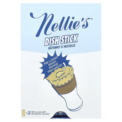 Nellie's палочка для мытья посуды, 1 шт, 2 сменные насадки