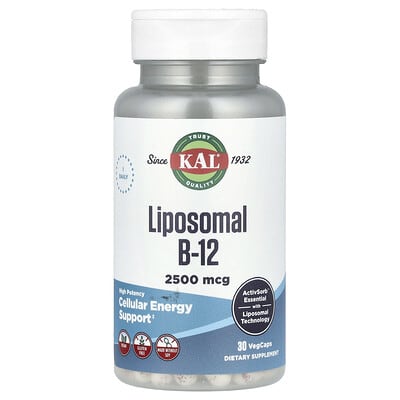 Липосомальный B-12, высокоэффективный, 2,500 mcg, 30 VegCaps