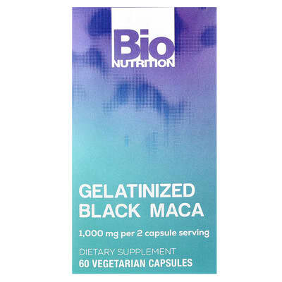 Желатинизированная черная мака, 60 вегетарианских капсул (500 mg на капсулу)