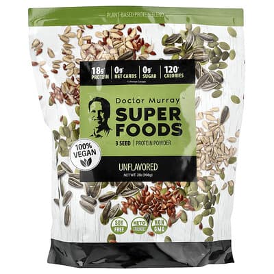 Super Foods, 3 Seed Protein Powder, Pumpkin + Flax + Sunflower, Unflavored, 2 lb (908 g)