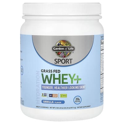 Sport, Grass Fed Whey+, Vanilla, 1 lb 0.14 oz (457.5 g)