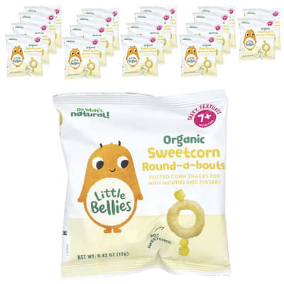 Органическая кукуруза Little Bellies Round-A-Bouts, 7+ месяцев, 18 пакетов по 0.42 oz (12 g)