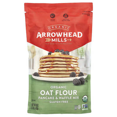 Arrowhead Mills органическая овсяная мука для блинчиков и вафель, без глютена, 16 oz (453 g)
