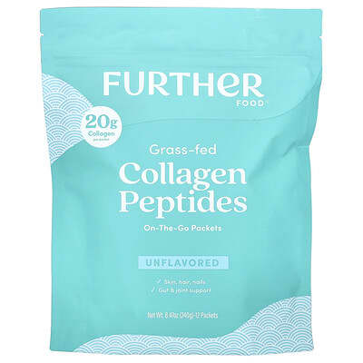 Grass-Fed Collagen Peptides, Unflavored, 12 Packets, 0.71 oz (20 g) Each