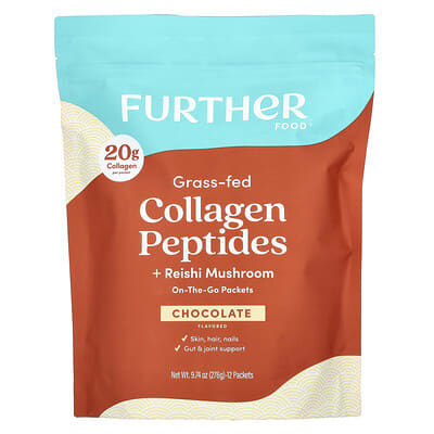 Grass-Fed Collagen Peptides + Reishi Mushroom, Chocolate, 12 Packets, 0.81 oz (23 g) Each