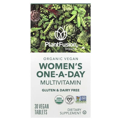 PlantFusion Женские мультивитамины One-A-Day, органические веганские, 30 таблеток