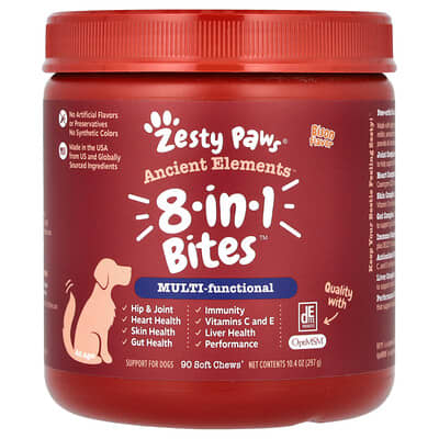 Ancient Elements, 8-in-1 Bites, For Dogs, All Ages, Bison, 90 Soft Chews, 10.4 oz (297 g)