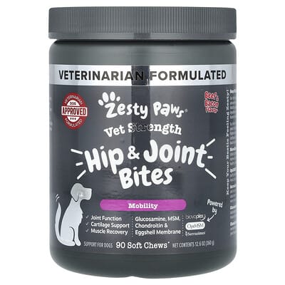 Vet Strength Hip & Joint Bites, For Dogs, All Ages, Beef & Bacon, 90 Soft Chews,12.6 oz (360 g)