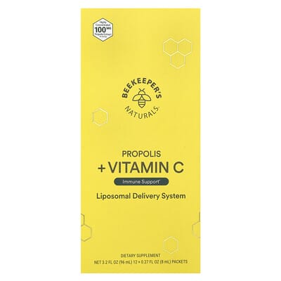 Beekeeper's Naturals Propolis + Vitamin C, 12 пакетиков, 8 ml каждый