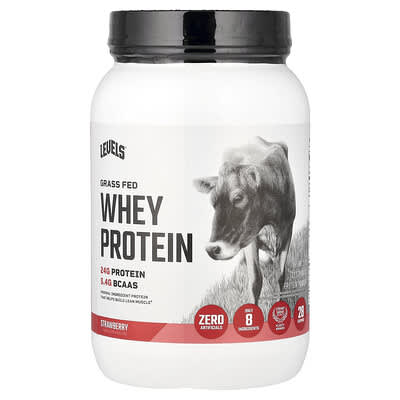 Grass Fed Whey Protein Powder, Strawberry, 2 lb (907 g)