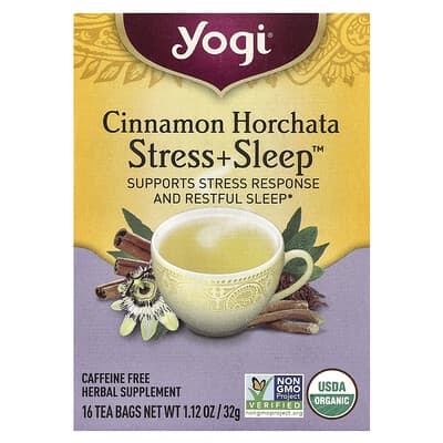 Yogi Tea Stress + Sleep™, корица хорчата, без кофеина, 16 чайных пакетиков, 1.12 oz